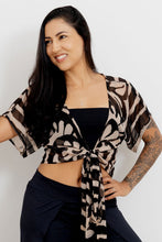 Cargar imagen en el visor de la galería, Blusa nudo. Color: negro-beige estampado.