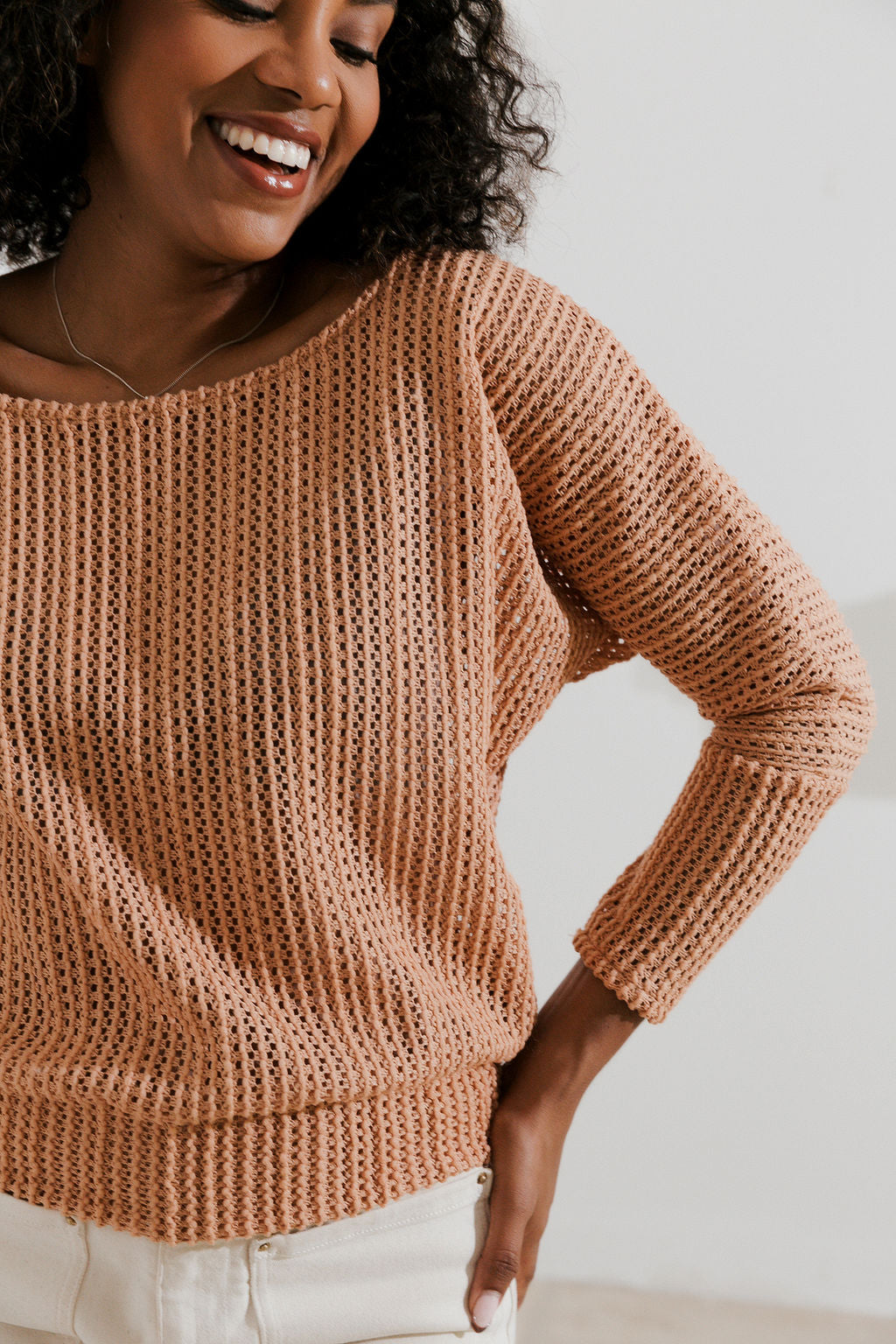 Blusa manga larga. Color : Camel