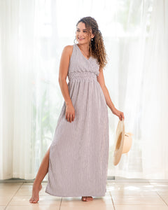 Vestido largo tórax. Color: Celeste Rayas